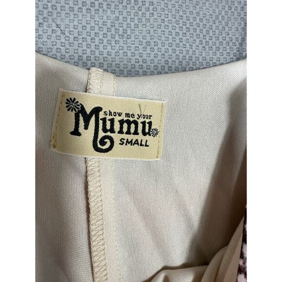 Show Me Your Mumu Red Print Lace Trim Slip Dress Size Small Boho Festival - Picture 5 of 6